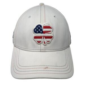 Black Clover USA Flag Fitted Baseball Hat White Medium Live Lucky